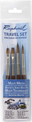 SENNELIER Raphael Mini Precision Soft Synthetic Travel Brush Set of 4(Brown)
