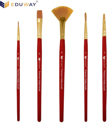 Eduway Painting Brush Set of 5 Professional Round Pointed Tip Synthetic Hair Artist:(Set of 1, Brown)