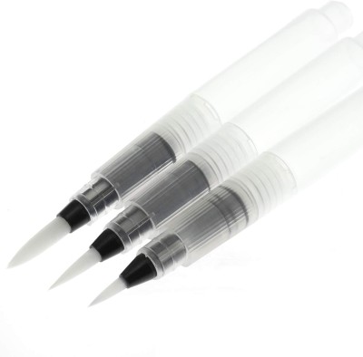 KRYTONE 3PCS Water Coloring Brush Pens Portable Brush Pencil Soft Watercolor Brush(White)