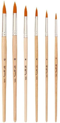 KRAFTMASTERS 6pcs Wooden Handle Synthetic Hair Round Artist Paint Brush Set for Art(Set of 6, Multicolor)