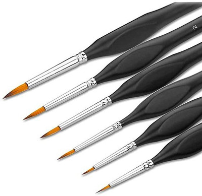 Levin 6 Pcs Paint Brushes for Fine Detailing Round Pointed Tip Nylon Hair Paintbrush(Black)