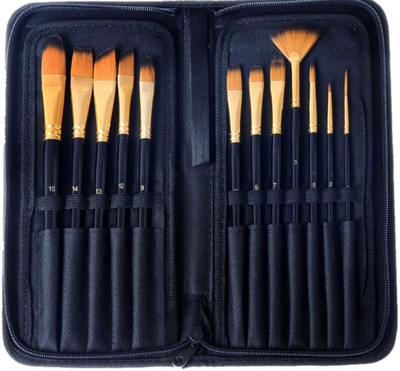 Beauty Hub Decor Paint Brushes Round Pointed Tip Nylon Hair Artist Acrylic Brush for All Purpose(Set of 1, Black, Gold)