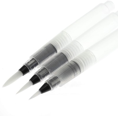 HIKIN SUPERMARKET Water Coloring Brush Pens Portable Brush Pencil Soft Watercolor Brush Pen - 3pc(Set of 3, Water Brush Pen White Refillable Water Brush Pen Trumpet)