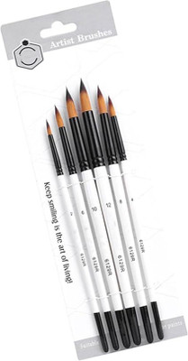 URBAN BOX Paint Brushes Set, 6pcs Nylon Brush for Detail Painting Set Art Artist(Set of 6, White)