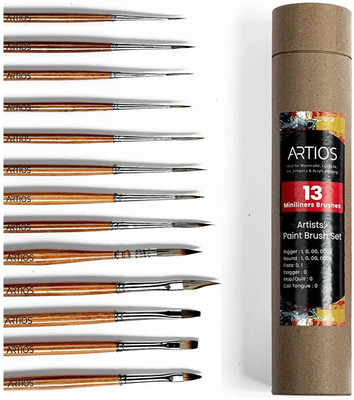 ARTIOS Fine Detailing Brush for Painting - Miniature Brushes Set with Brush Holder(Set of 13, Wooden)