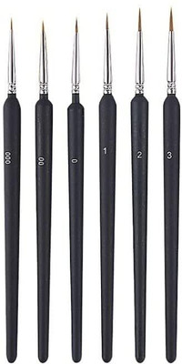 ART RANGER Nylon 6Pcs Paint Brushes Set for Fine Detailing Round Pointed Tip(Set of 6, Black)