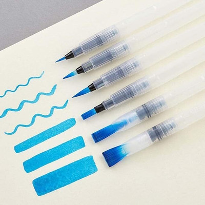 ART RANGER Water Brush Pens Great For Watercolor Paints, Illustrations, Calligraphy,(Set of 6, Transparent)
