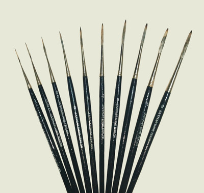 JAYNA Long Tip Round Pro Series, Premium Round Long Hair Brush Set (Size 0000 to 6)(Black)