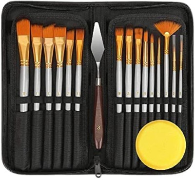 Rangwell 18 Pack Oil Paint Brushes Sets Professional Artist Acrylic Brush Kits(Set of 18, Brown, Red)