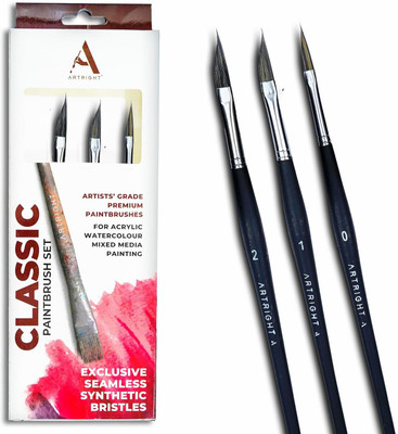 ArtRight Artist Petal Painting Brush Set of 3 with Triangle Petal Dagger Artists' Brush(Set of 3, Black)