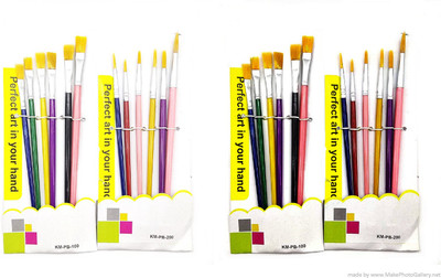 CRAZYGOL Painting Brush round 12 + flat 12 combo pack 24 (Multicolor)(Set of 4, Multicolor)