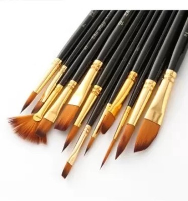 GAUMUK Artist Painting Brushes Professional(Set of 12, Black, Golden)