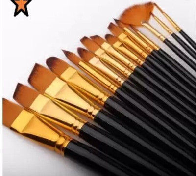 Svsu Artist Professional Nylon Painting Pens/Brush Acrylic Oil Watercolor(Set of 12, Brown)