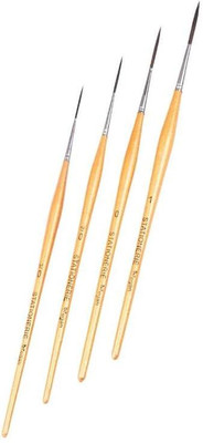 stationerie Handmade Long Bristle Liner Set of 4 (000,00,0,1) (Wood)(Set of 4, Brown)