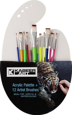 FRKB 12pc Synthetic Paintbrush Set with Acrylic Painting Palette(Multicolor)