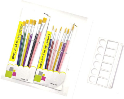 Freedy 6Pcs flat+6Pcs round brush with 1 color plate Different Size Paint Brush set(Multicolor)