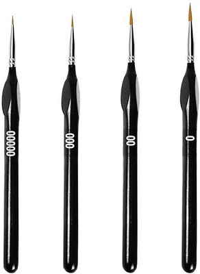 Washify 4 Pieces Fine Detail Paint Brush Set, Professional Thin Paint Brushes(Set of 4, Black)