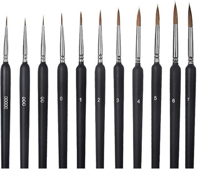 KB CREATION 11PCS Miniature Paint Brushes, Detail Fine Tip Paint Brushes Set with Ergonomic(Set of 11, Black)