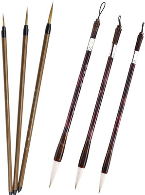 Like it 3pcs Brown Chinese Calligraphy Brush Pen 3pcs Writing Brush(Set of 6, Brown)