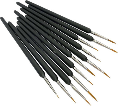 OnisHomes 11 PCS Fine Tip Painting Brushes For Kids & Artist, Detail Paint Brushes(Set of 11, Black)