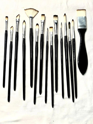 Svsu 12-Piece Art Brush Set- Ideal for Painting(Set of 14, Black)