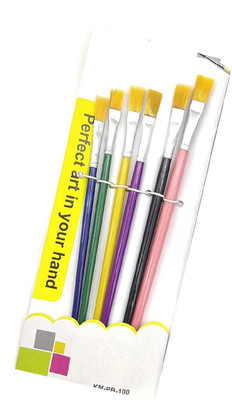 Freedy 6 Pcs Different Size Flat Paint Brush -A(Set of 6, Multicolor)
