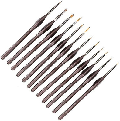 URBAN BOX Detail Paint Brush Set, Miniature Painting Brushes Kit,Professional Mini Fine(Set of 12, Black)