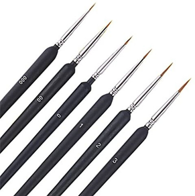 Everglow FINE TIP PAINT BRUSH 6PCS SET(Black)