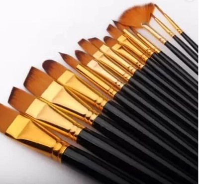 Svsu Artist Painting brushes(Set of 12, Black)