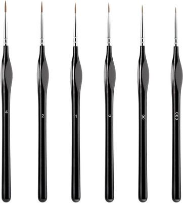 ART RANGER Miniature Paint Brushes,Fine Paint Brushes Detail Paint Brushes(Set of 6, Black, Fine Tip Paint Brush for Crafts Acrylic Watercolor Oil Face Paint)