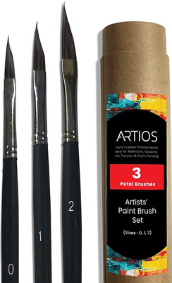 ARTIOS Petal Paint Brushes Set - Artist Triangle Petal Dagger Brushes with Brush Holder(Set of 3, Premium Matte Black)