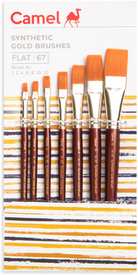 Camlin Series 67 -Flat Synthetic Gold(Set of 7, Brown)