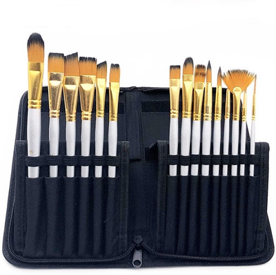Universal Hub Painting Brush Includes Zippered Carrying Case(Set of 1, White, Gold)