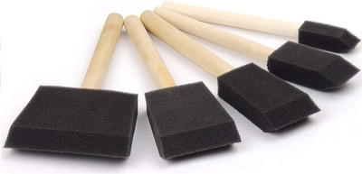 Prescent 5 Pcs Sponge Brushes for Painting DIY Crafts Foam Paint Brush with Wooden Handle(Set of 5, Black and Brown)