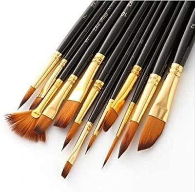 Svsu Artist Painting Brush(Set of 12, black and golden)