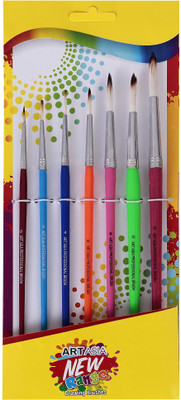 FRKB 7Pc Plastic Handle Round Painting Brush Set for Watercolor and Acrylic Painting(Multicolor)