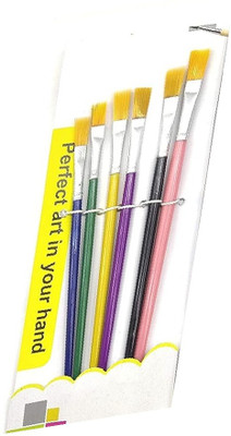 Eclet 6 Pcs Different Size Paint Brush Set (Flat)D(Multicolor)