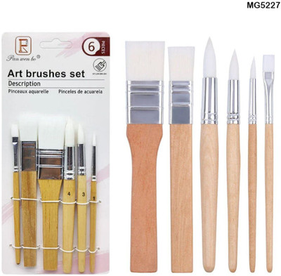 BOLT BEE 6Pc Art Brush Set Mg5227(Set of 1, Brown)