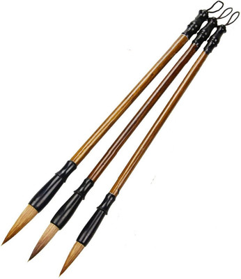 Arrolliant Art Professional Chinese Calligraphy/Drawing Brush Set of 3 pc(Set of 3, Brown)