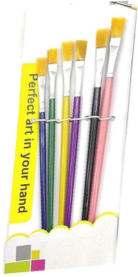 Eclet 6 Pcs Different Size Paint Brush Set (Flat) B(Multicolor)