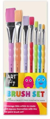 LITTLE BIRDIE Kids Brush Flat Synthetic Hair Size 1 2 4 6 8 10 12 Set of 7pc(Multicolor)