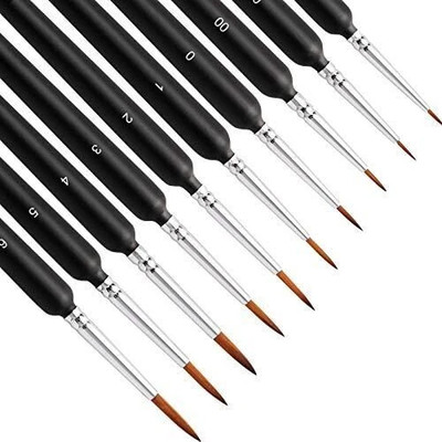 ELIE INDIA Painting Brushes Set for Fine Detailing Professional Tip, thin & miniature brush(Set of 6, Black)