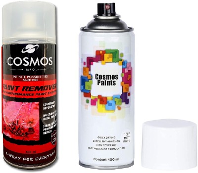 Cosmos Paints Paint Remover & Matt White Spray Paint 400 ml(Pack of 2)