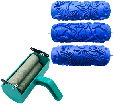 Flipkart SmartBuy Design Roller for Wall Painting - 5 inches Machine with Flower Design Texture Roller - (Blue) (1 Machine + 3 Different Design Roller) - Combo 4 Paint Roller(Pack of 1) Flipkart SmartBuy Design Roller for Wall Painting - 5 inches Machine with Flower Design Texture Roller - (Blue) (1 Machine + 3 Different Design Roller) - Combo 4 Paint Roller(Pack of 1)