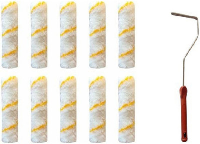 SATYAM 6 inch yellow line paint roller pack of 10 foam with one handle Paint Roller(Pack of 10)