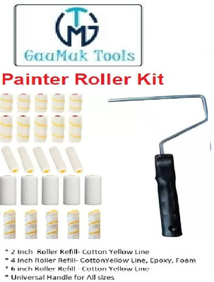 GAUMUK TOOLS Complete Painter Kit Roller Refills with Handle Paint Roller(Pack of 26)