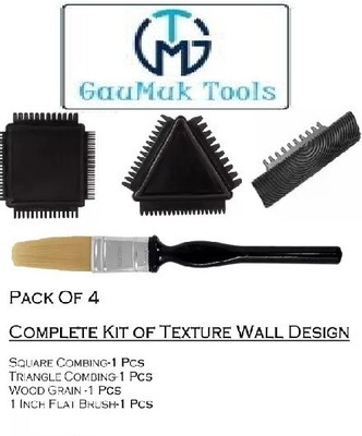 GAUMUK TOOLS WoodGrain Tool Square Combing Triangle Combing 1 inch Flat Brush for wall Design Paint Roller(Pack of 4)