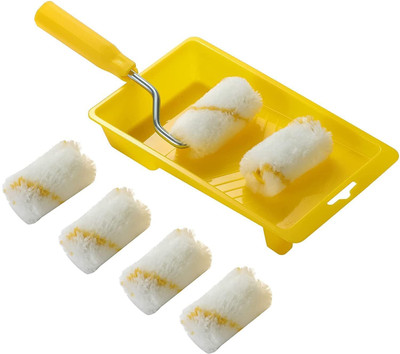 ALFCLOTHHOUSE 5-Piece 2-Inch Mini Paint Roller Set with Tray Includes 1 Handle & 5 Roller 5 pc roller tray combo Paint Roller