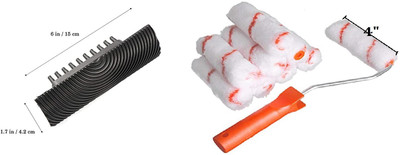 onneyretail WOOD GRAIN TEXTURE ROLLER WITH 10 ROLLER 4 INCH Paint Roller(Pack of 12)