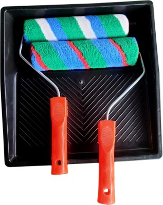 Onneybrothers 9 INCH TRAY WITH 9 INCH TWO ROLLER 9 INCH TRAY AND 9 INCH TWO TRINGA ROLLER Paint Roller(Pack of 3)